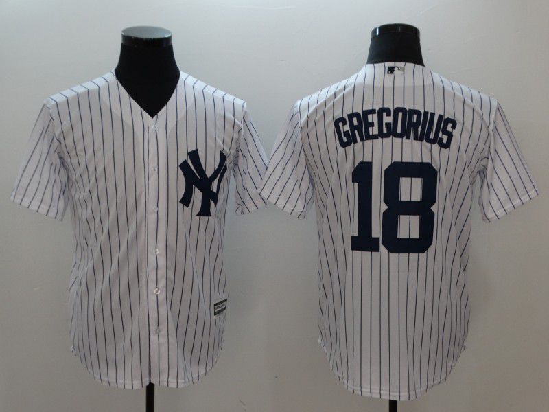 Men New York Yankees #18 Gregorius White stripes MLB Jerseys